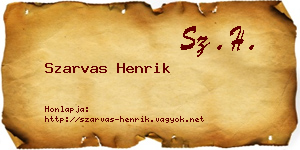 Szarvas Henrik névjegykártya